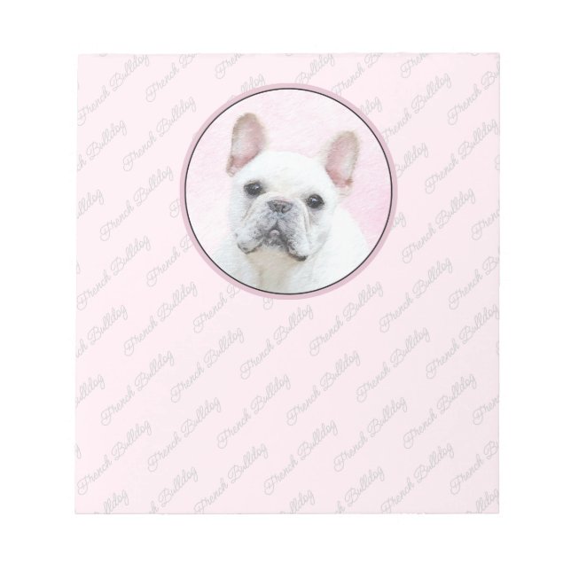 Bloc De Notas Pintura de Bulldog francés (crema/blanco) - Arte d (Frente)
