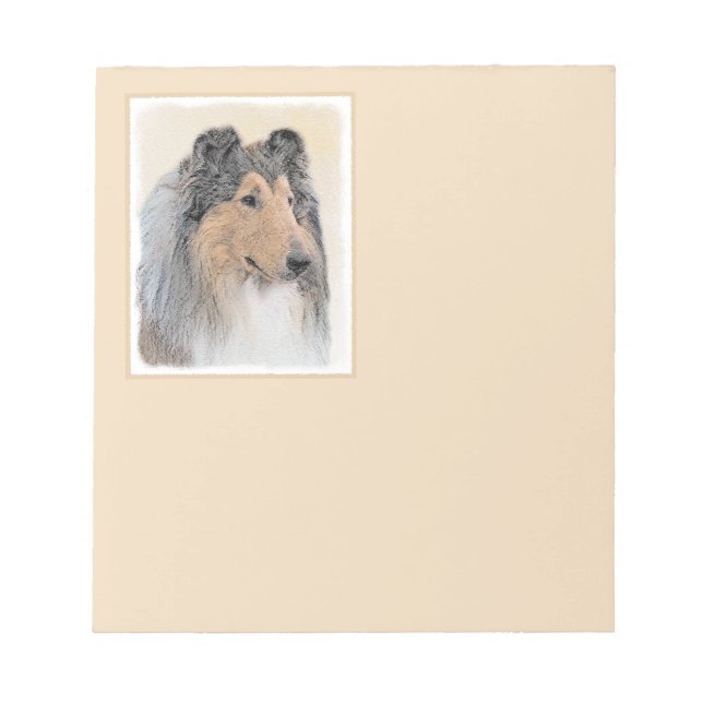 Bloc De Notas Pintura de Collie (Rough) - Arte de Perro Original (Frente)