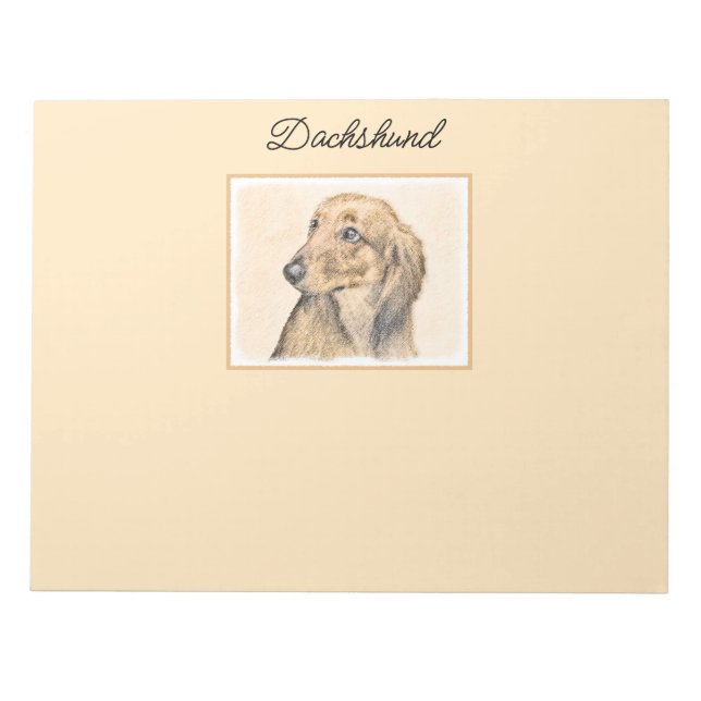 Bloc De Notas Pintura de Dachshund (de cabello largo) - Arte Per (Frente)
