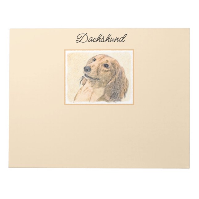 Bloc De Notas Pintura de Dachshund (de cabello largo) - Arte Per (Frente)