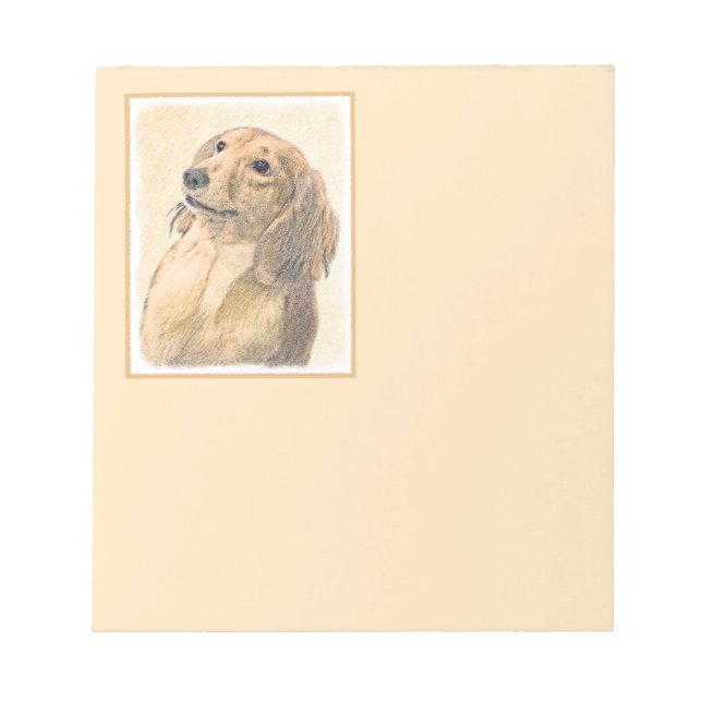 Bloc De Notas Pintura de Dachshund (de cabello largo) - Arte Per (Frente)