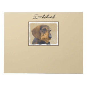 Bloc De Notas Pintura de Dachshund (Pelo duro) Arte de perro ori
