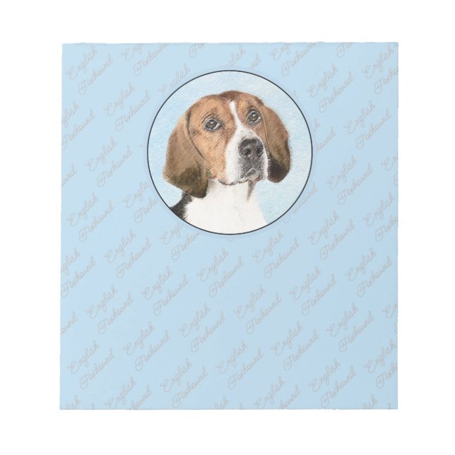 Bloc De Notas Pintura de Foxhound inglesa - Arte Perro Original  (Frente)