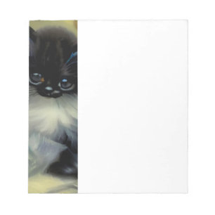 Bloc De Notas Pintura de gatito blanco y negro vintage