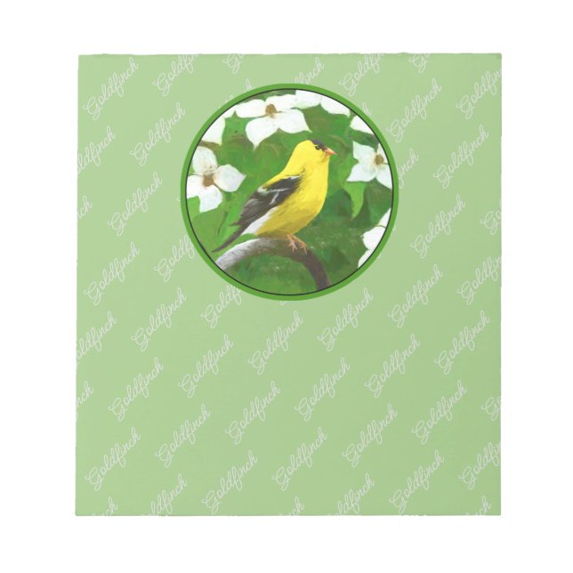 Bloc De Notas Pintura de Goldfinch - Arte de Perro Original. (Frente)