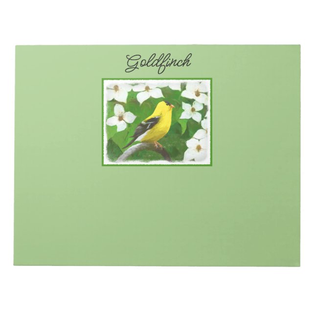 Bloc De Notas Pintura de Goldfinch - Arte de Perro Original. (Frente)