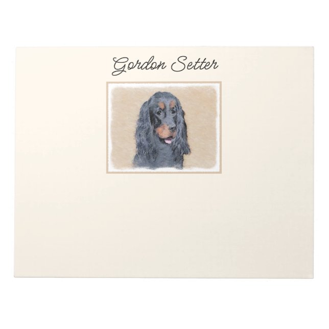 Bloc De Notas Pintura de Gordon Setter - Arte de Perro Original. (Frente)
