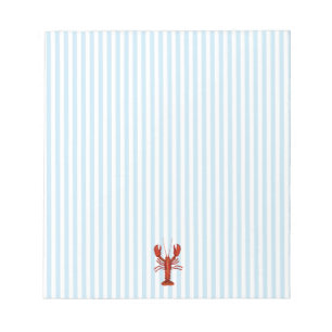 Bloc De Notas Pintura de langosta raya azul náutica Preppy