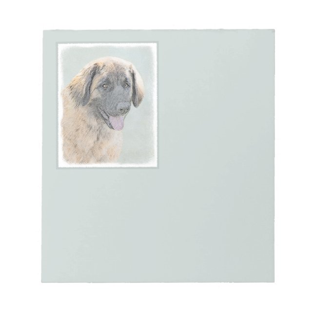 Bloc De Notas Pintura de Leonberger - Arte de Perro Original. (Frente)
