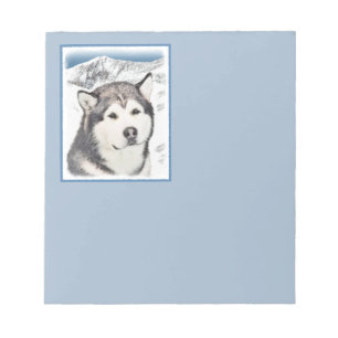Bloc De Notas Pintura de Malamute de Alaska - Arte de Perro Orig