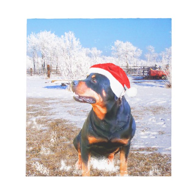 Bloc De Notas Pintura de Navidades de perro de Rottweiler (Frente)