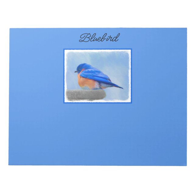 Bloc De Notas Pintura de pájaro azul - Arte original de aves (Frente)