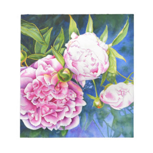 Bloc De Notas Pintura de peñón blanco rosa   floral romántica
