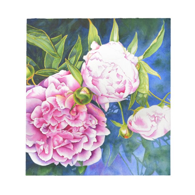 Bloc De Notas Pintura de peñón blanco rosa | floral romántica (Frente)