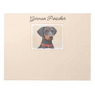 Bloc De Notas Pintura de Pinscher Alemán Arte Animal Original