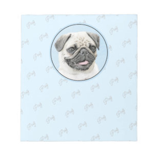 Bloc De Notas Pintura de pug - Arte de perro original lindo