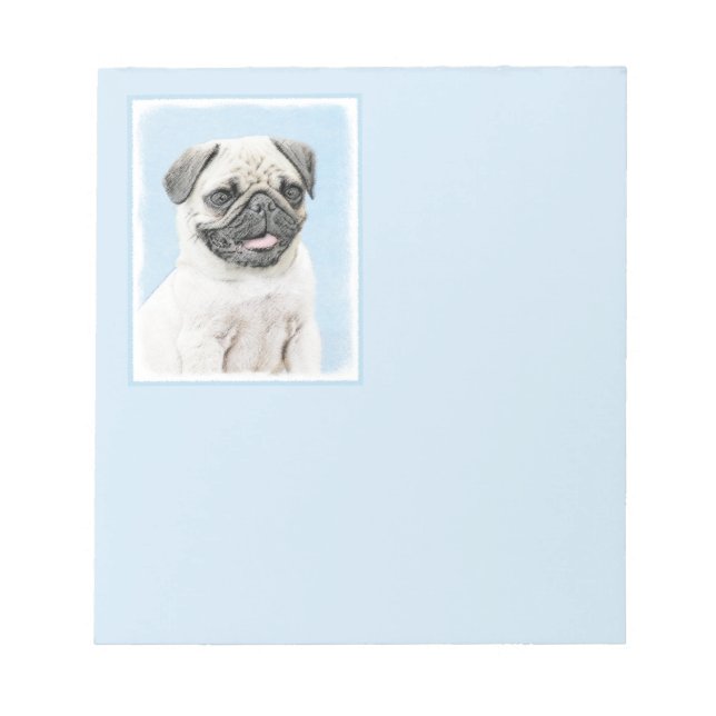 Bloc De Notas Pintura de pug - Arte de perro original lindo (Frente)