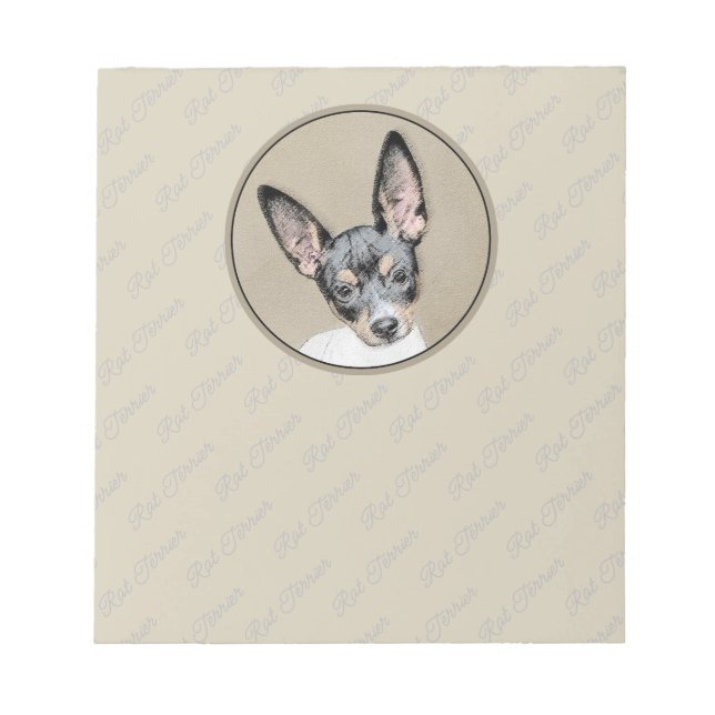 Bloc De Notas Pintura de Rat Terrier - Arte Perro Original. (Frente)
