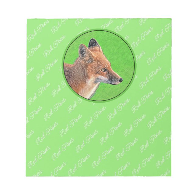 Bloc De Notas Pintura de Red Fox - Arte de vida salvaje original (Frente)