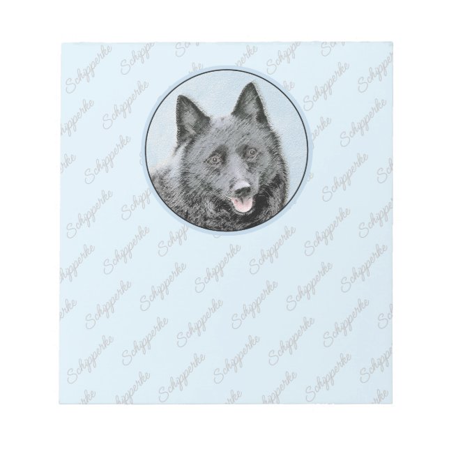 Bloc De Notas Pintura de Schipperke - Arte Perro Original Cuto (Frente)