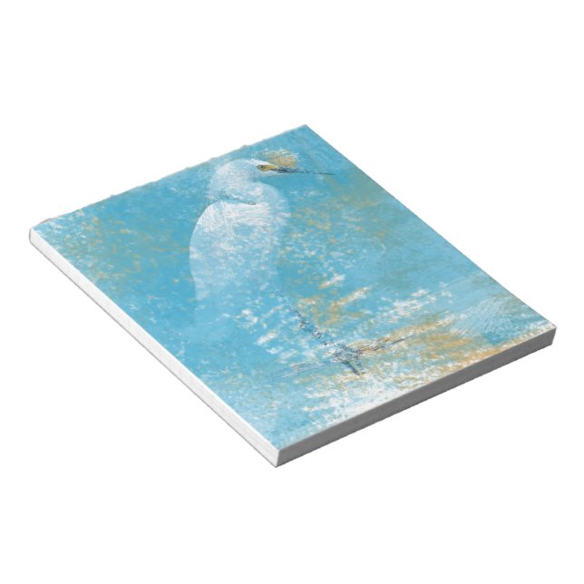 Bloc De Notas Pintura de Snowy Egret | Notepad (Lado Derecho)