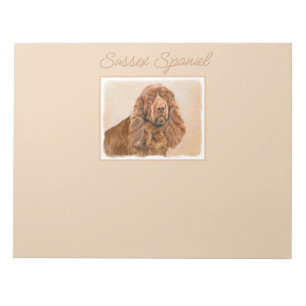Bloc De Notas Pintura de Sussex Spaniel - Arte Perro Original Cu