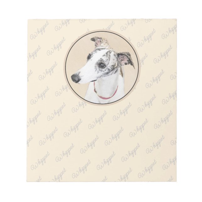 Bloc De Notas Pintura de Whippet - Arte Cute Original Perro (Frente)