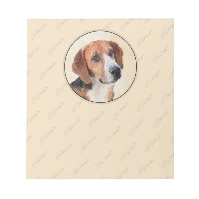 Bloc De Notas Pintura Harrier - Arte Perro Original Cuto (Frente)