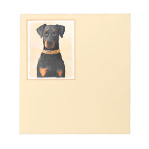 Bloc De Notas Pintura original de Doberman Pinscher sin cortar