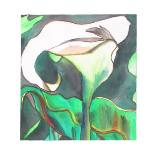 Bloc De Notas Pintura original de la acuarela de Arum Lily