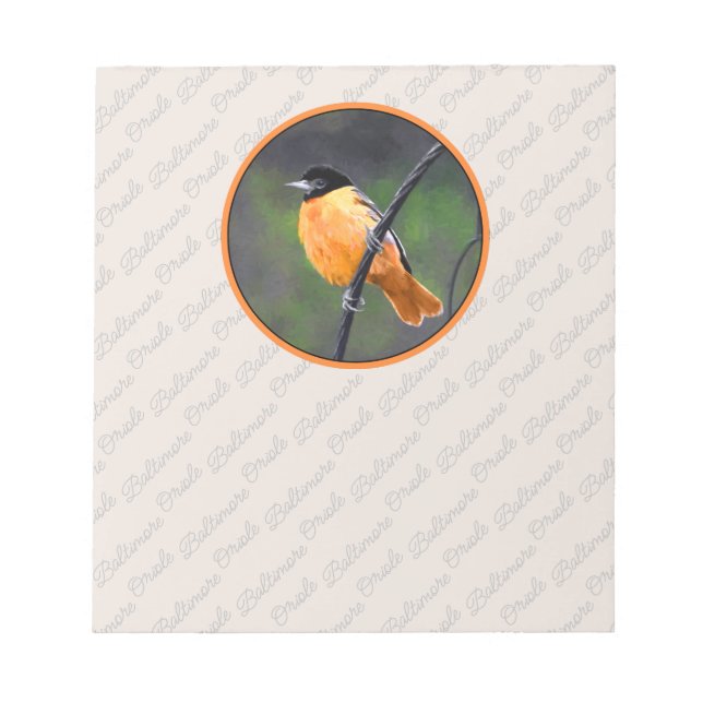 Bloc De Notas Pintura Oriole - Arte original de aves (Frente)