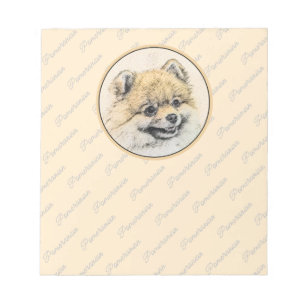 Bloc De Notas Pintura Pomerania (Naranja) - Arte Perro Original