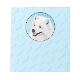 Bloc De Notas Pintura Samoyed - Arte Perro Original Cuto