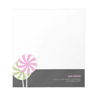 Bloc De Notas Piruletas de remolino rosa y verde personalizables