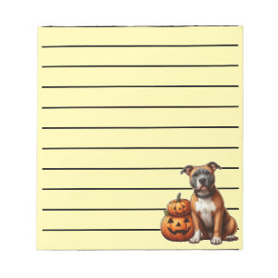 Bloc De Notas Pitbull con calabazas de Halloween