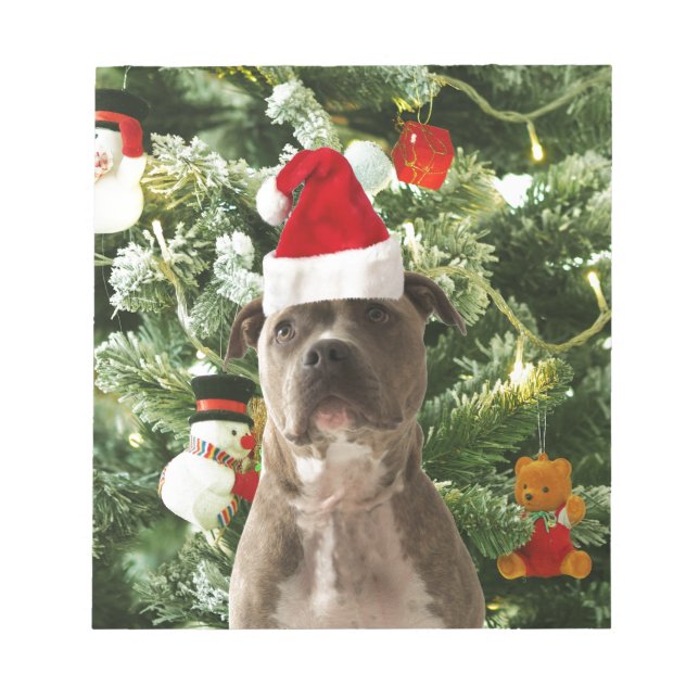Bloc De Notas Pitbull Perro Árbol de Navidad Ornamentos Snowman (Frente)
