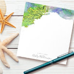 Bloc De Notas Placa de color azul turquesa verde agua moderna<br><div class="desc">Tipografía gris suave manuscrita y ricas, verdes, azules, turquesas y doradas colgaduras y manchas de tinta sobre el agua superponen un fondo blanco en esta moda, elegante y moderna placa de nombres a medida. Hace una declaración divertida y elegante cada vez que anotas una nota durante tu jornada laboral. ¡Hace...</div>
