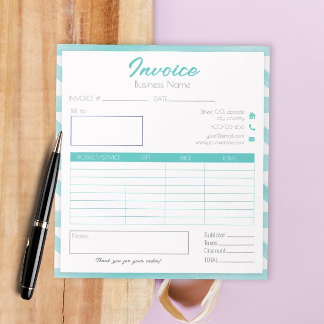 Bloc De Notas plan azul boho factura fácil para pequeñas empresa (Subido por el creador)