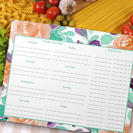 Bloc De Notas Plan de comidas semanales y lista de alimentos par