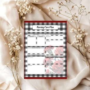Bloc De Notas Plan de Cuidados de Enfermería de Gingham Floral B