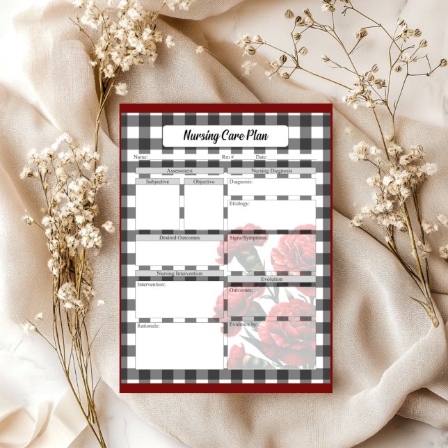Bloc De Notas Plan de Cuidados de Enfermería de Gingham Floral B (Subido por el creador)