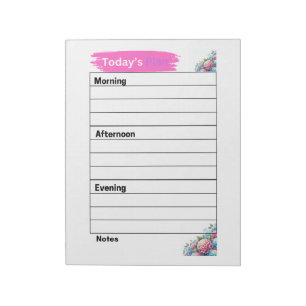 Bloc De Notas Plan de Hoy Páginas de Hortensias Rosadas 