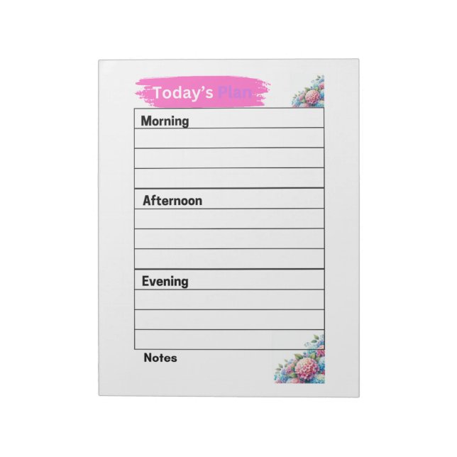 Bloc De Notas Plan de Hoy Páginas de Hortensias Rosadas  (Lado Izquierdo)