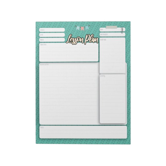 Bloc De Notas PLAN DE LECCIÓN DE HOMESCHOOL 2 Billete VERDE (Lado Izquierdo)