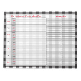 Bloc De Notas Plan de menú personalizado de búfalo blanco negro