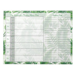 Bloc De Notas Plan de menú personalizado semanal de hojas tropic