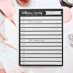 Bloc De Notas Plan diario de planificación familiar o horario de<br><div class="desc">Realice un seguimiento del horario diario de su familia o del horario de su hogar con este aviso diario organizado por hora. Personaliza con tu apellido en la parte superior.</div>