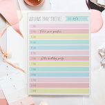 Bloc De Notas Plan diario de planificación familiar o horario de<br><div class="desc">Realice un seguimiento del horario diario de su familia o del horario de su hogar con este aviso diario organizado por hora. Personalice este diseño de rayas de colores con su nombre familiar en la parte superior.</div>