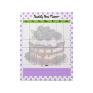 Bloc De Notas Plan Mensual de Comida Cute Blueberry