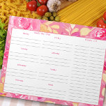 Bloc De Notas Plan semanal de comidas y lista de alimentos para<br><div class="desc">Diseño floral de acuarela rosa y amarilla con planner semanal de comidas y lista de compras. Bonitos y follaje enmarcan este bloc de notas de 40 páginas, cada una impresa con espacio para que escribas tus comidas cada día de la semana, notas adicionales y una lista de compras de dos...</div>